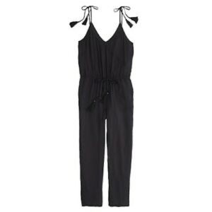BNWT J. Crew Black Crepe Tassel Jumpsuit Size S
